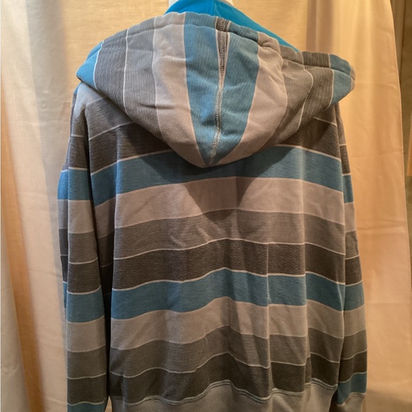 OP Zip Up Hoodie Size XL, Gray,Blue Stripes - Picture 6 of 9